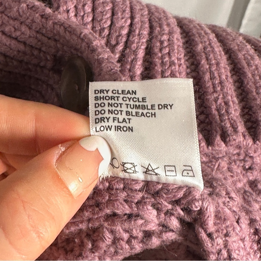 Etcetera Cable Knit Shawl Collar Cardigan Dusty Lilac Cottagecore S Cozycore - Picture 5 of 7